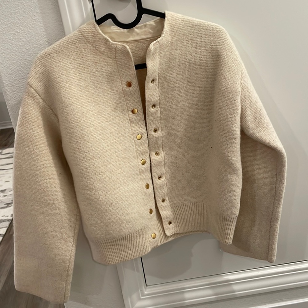Sheep wool cardigan button jacket